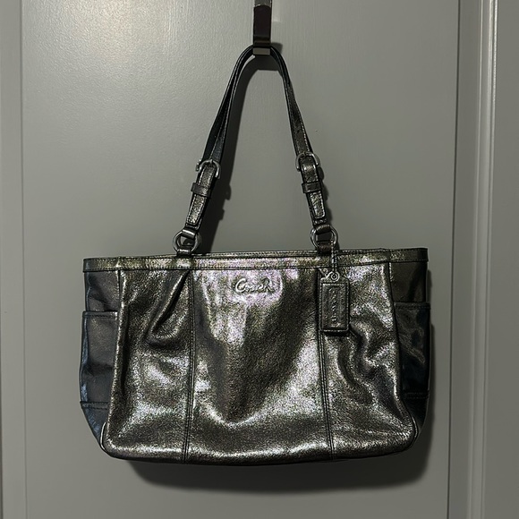 Coach | Bags | Coach Madison Silver Metallic Shoulder Bag | Poshmark